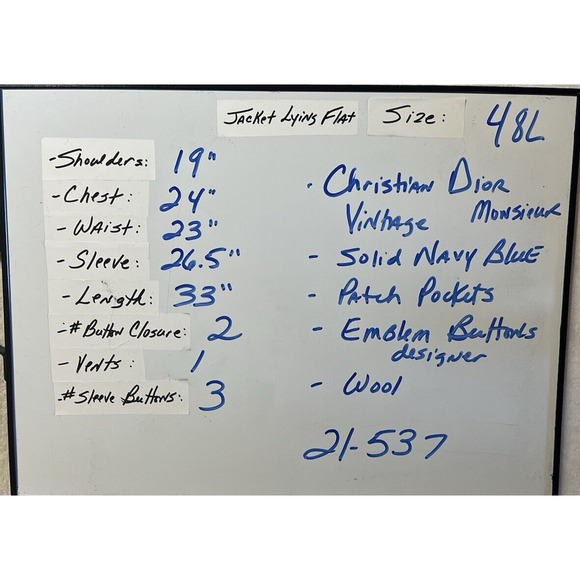 Christian Dior Monsieur 48L Navy Blue Blazer Sport Coat Jacket Patch Pockets - Picture 11 of 16